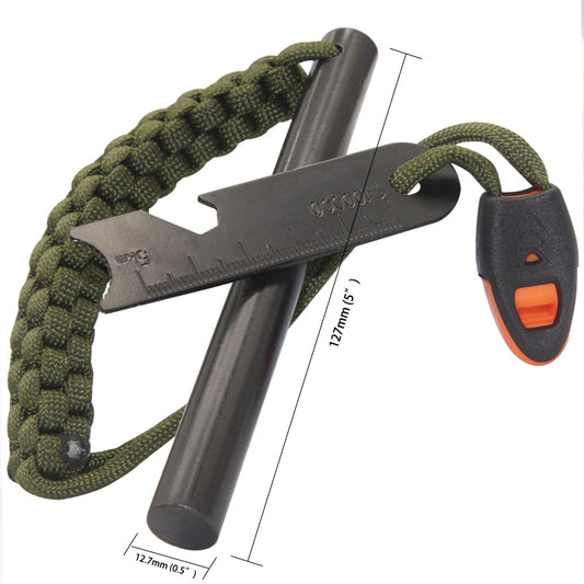 Feuerstahl Notfall Set Firestarter Bushcraft – Schaber Blasrohr Kienspan Tasche oliv