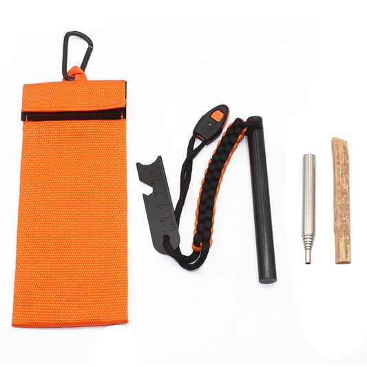Feuerstahl Notfall Set Firestarter Bushcraft – Schaber Blasrohr Kienspan Tasche