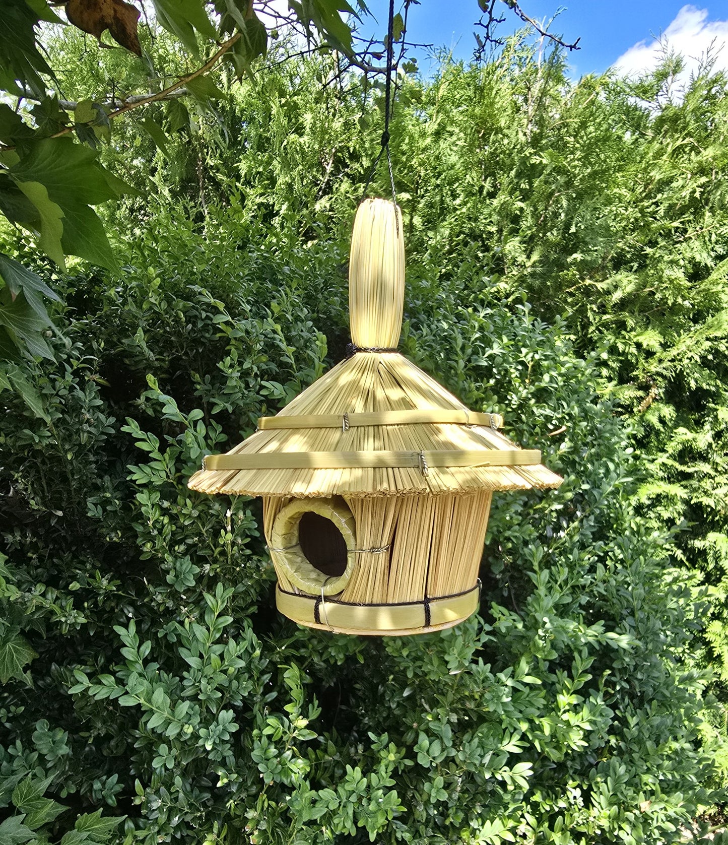 Vogelbox Seegras und Bambus hängend Futterhaus 17x17 cm Unterschlupf Vogelhaus