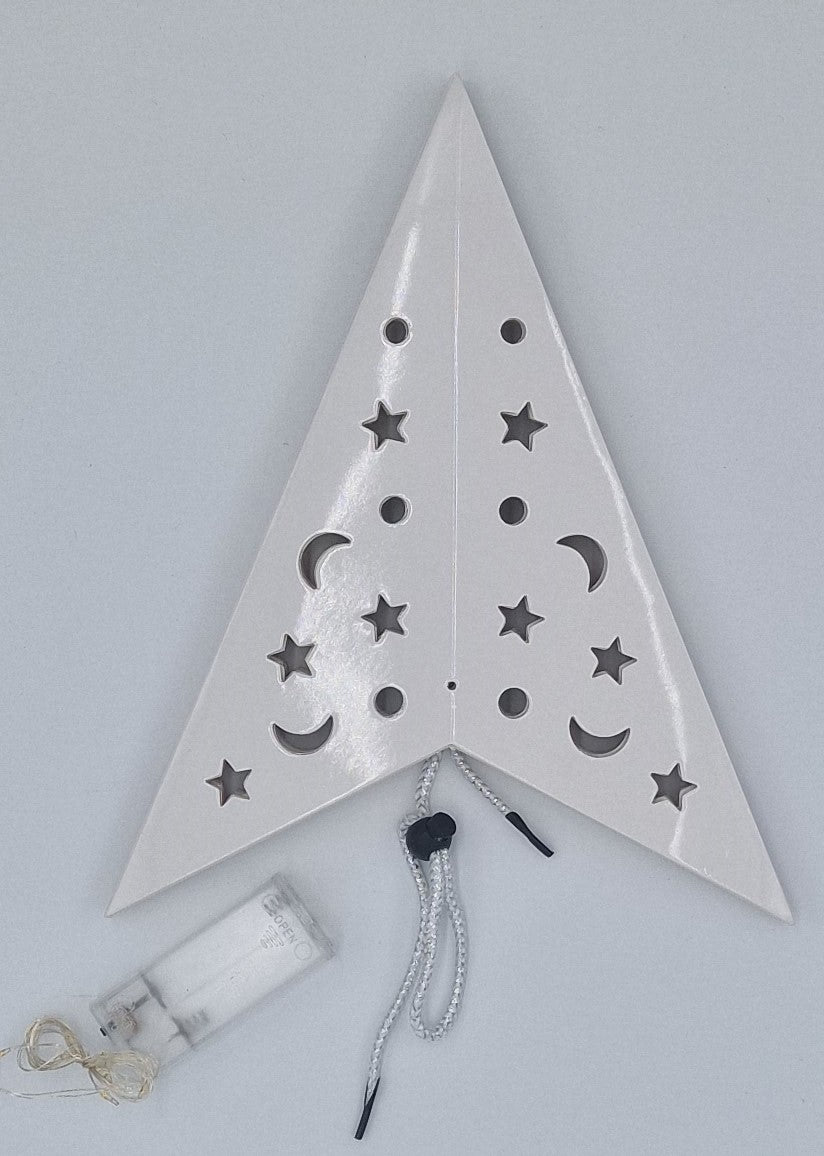 Weihnachtsstern 3D Leuchtstern LED Papierstern 60 cm weiß batteriebetrieben
