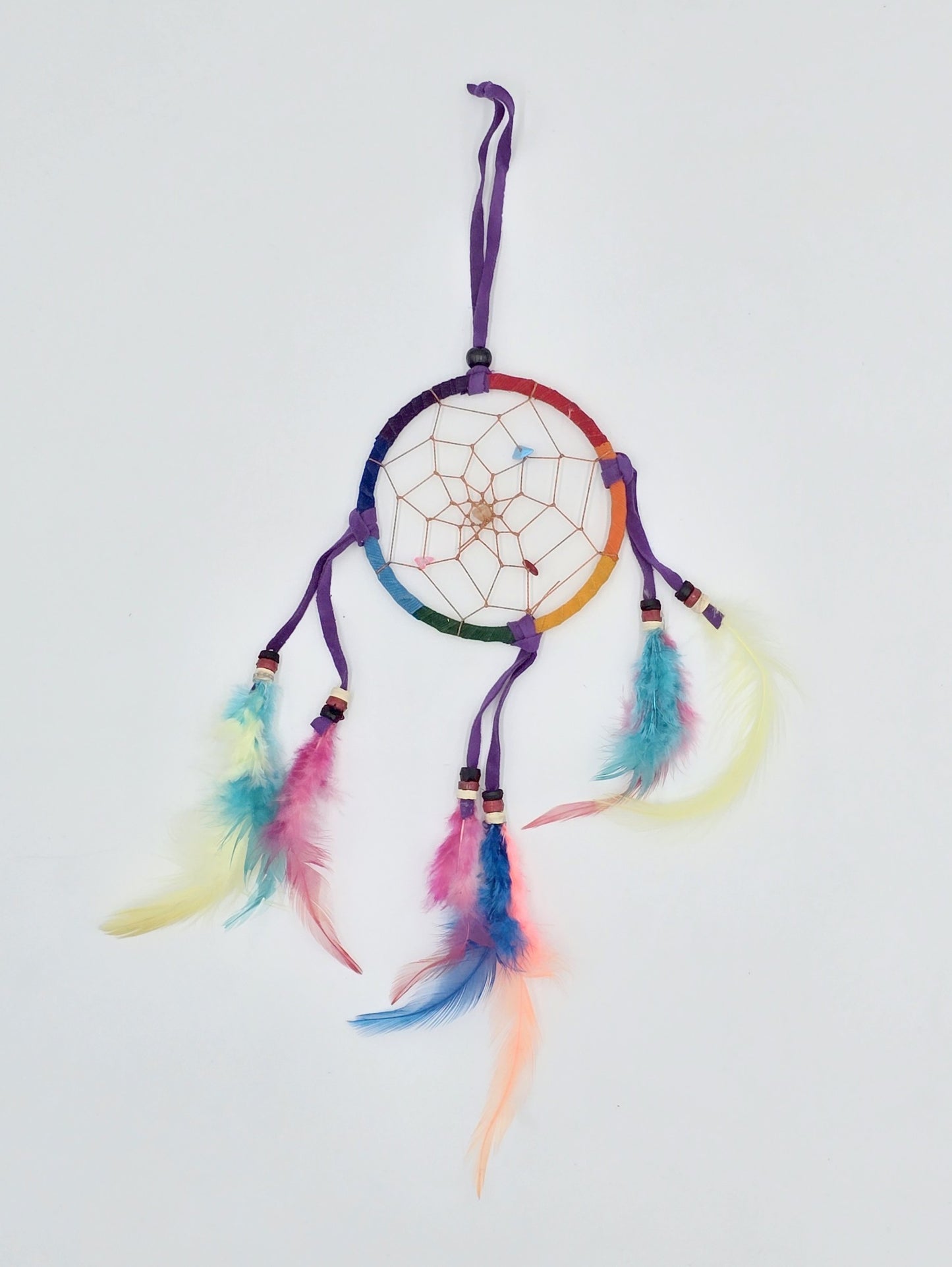 Traumfänger Bali 28x9x0,5cm Dreamcatcher rund bunt Regenbogen mittel