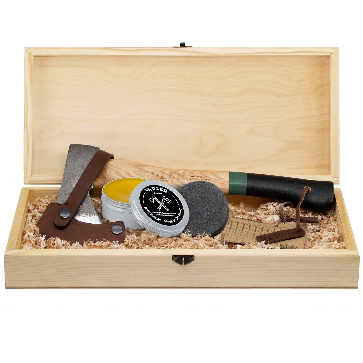 Beil Geschenkset Rheinlandbeil 750g geschmiedet hochwertig Zubehör Geschenkebox
