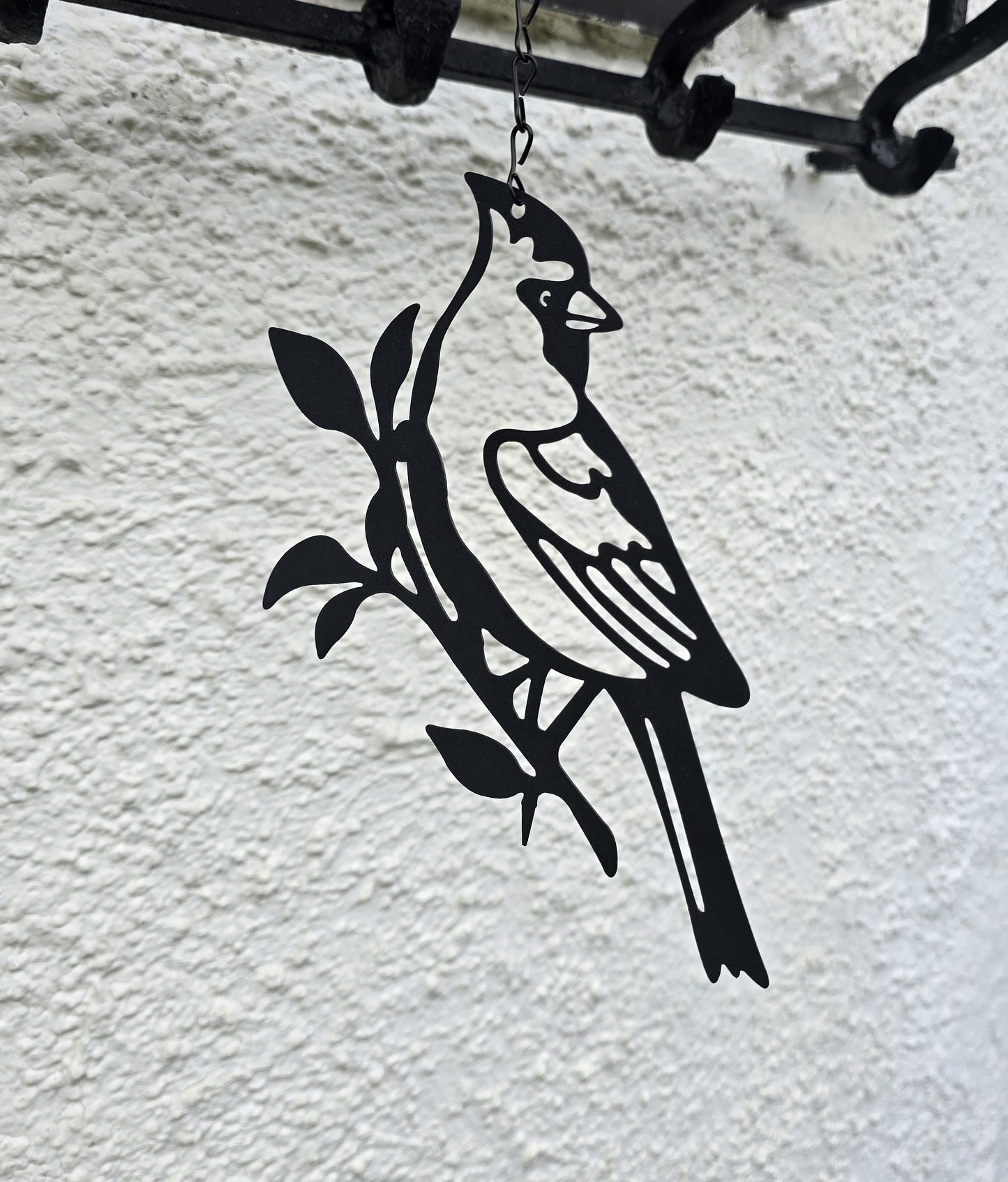 Vogeldeko Metall Schwarz zum Hängen – Gartendeko Vogel 18x15cm mit Haken