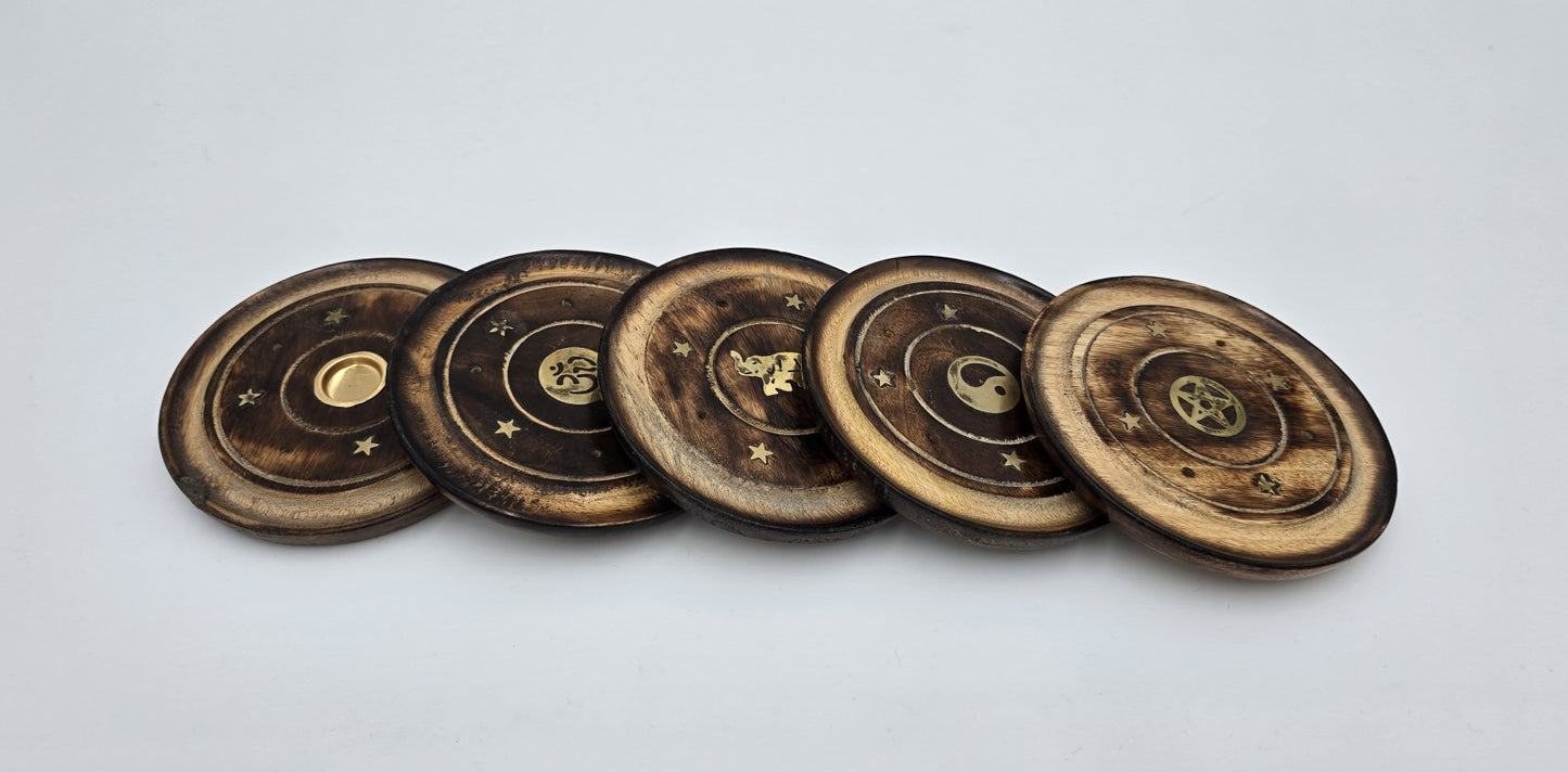 3x Räucherteller Mangoholz 10cm (Kegel & Weihrauch) Halter Räucherkegel Holzhalter