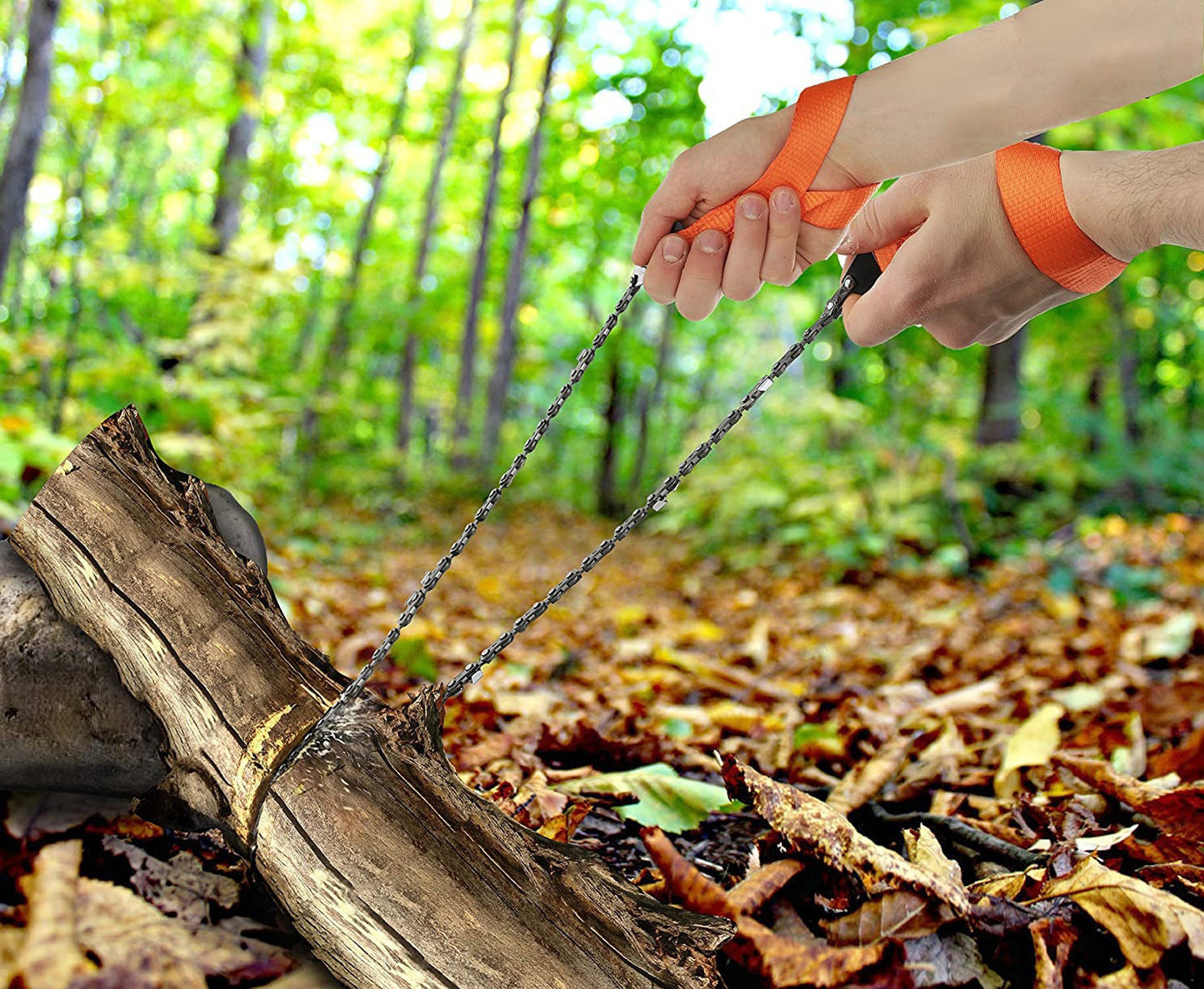 Handkettensäge Handsäge Seilsäge für Garten Survival Bushcraft 11 Zähne Manganstahl