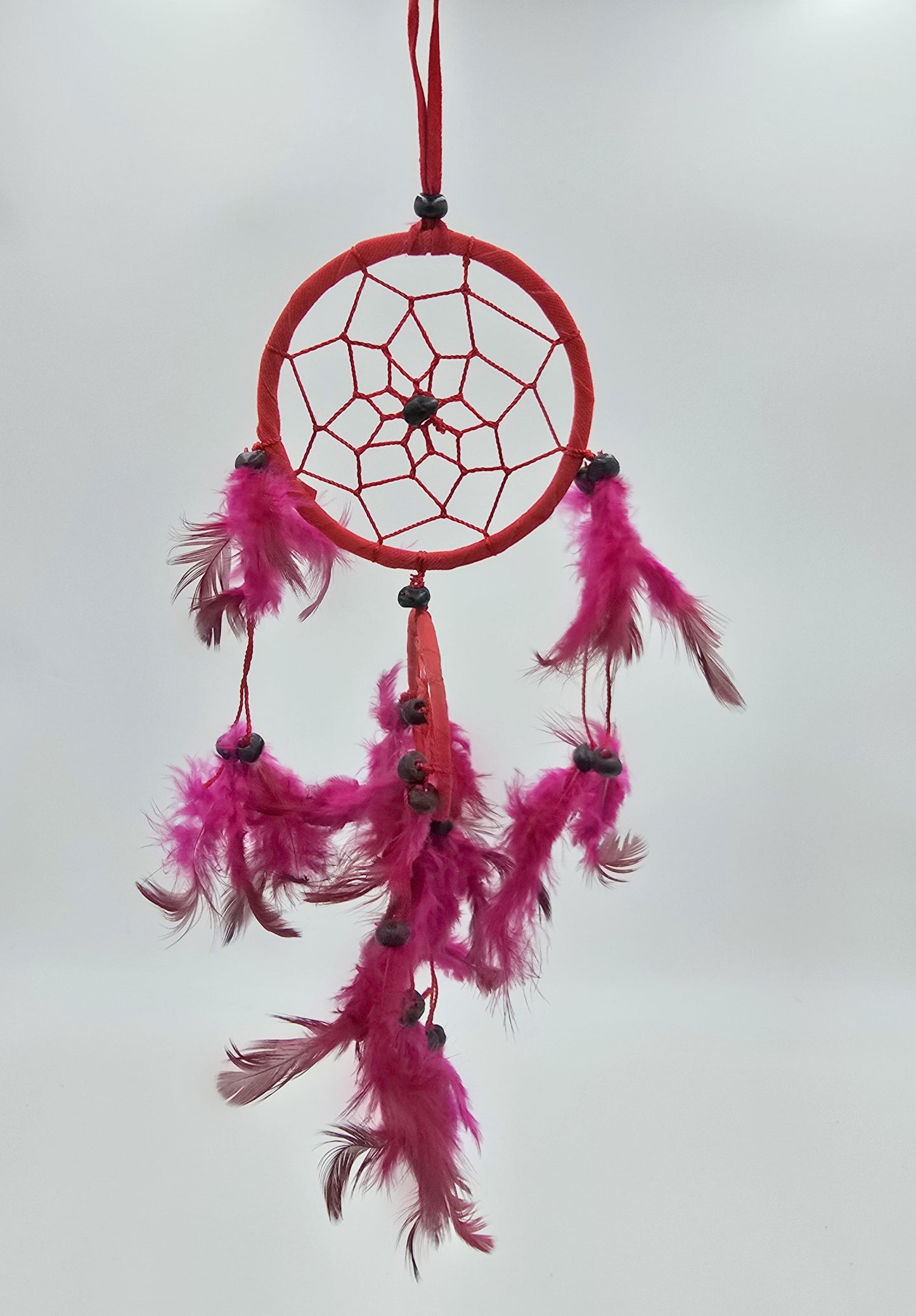Traumfänger Bali 35x11x1cm Dreamcatcher rund rot weiß schwarz mittel