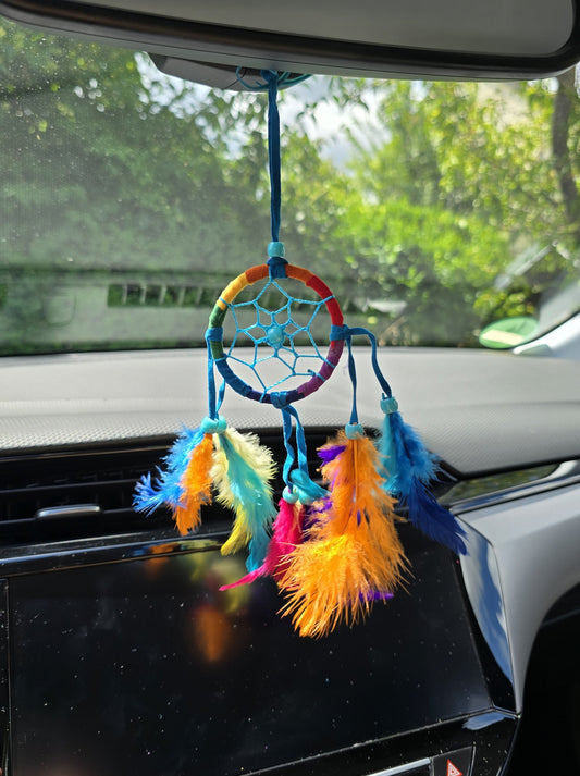 Traumfänger Bali 28x9x0,5cm Dreamcatcher rund bunt Regenbogen mittel