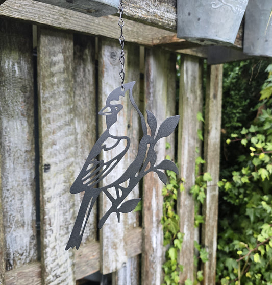 Vogeldeko Metall Schwarz zum Hängen – Gartendeko Vogel 18x15cm mit Haken