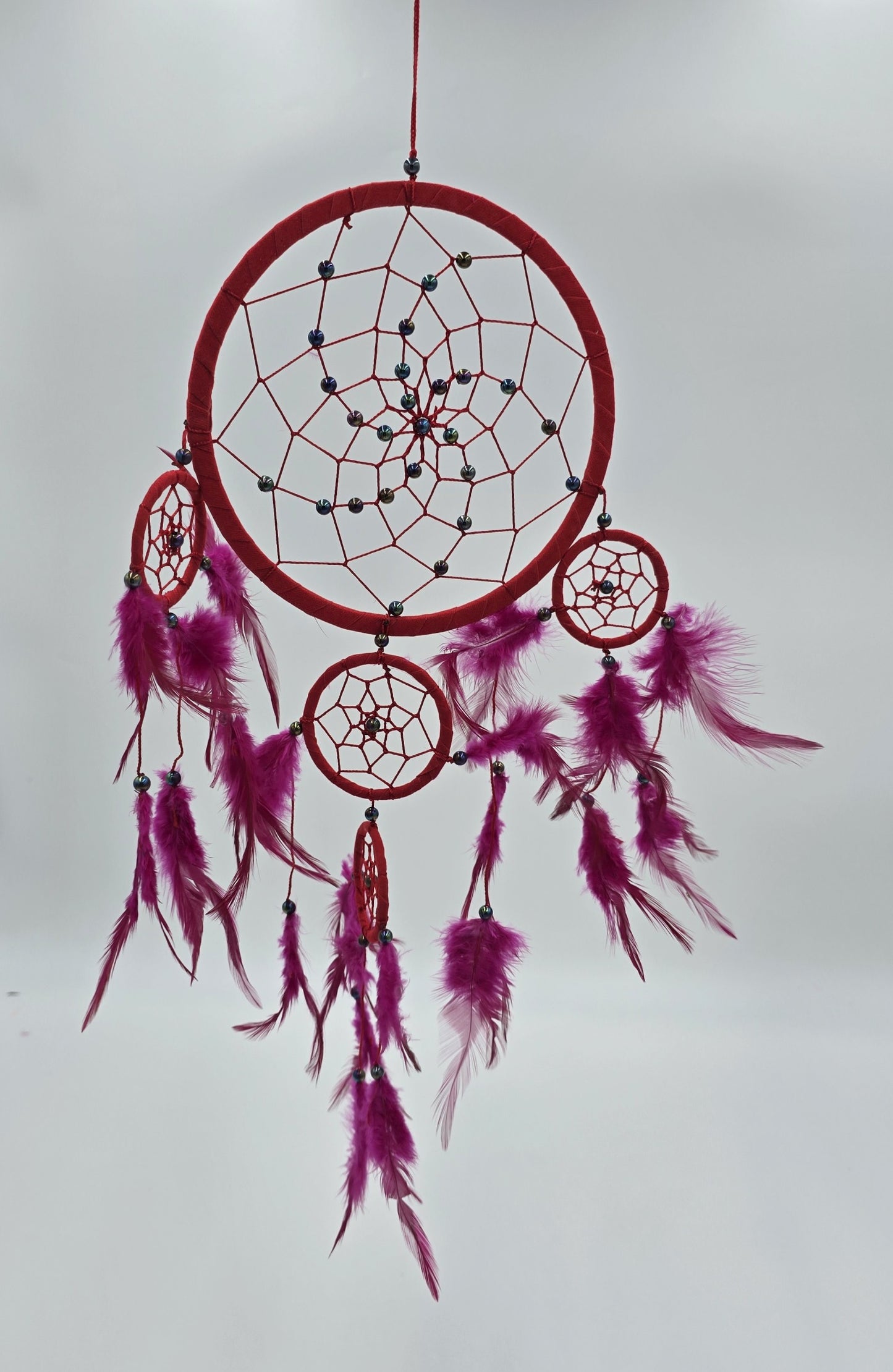 Traumfänger Bali 50x17x0,5cm Dreamcatcher rot weiß schwarz rund groß