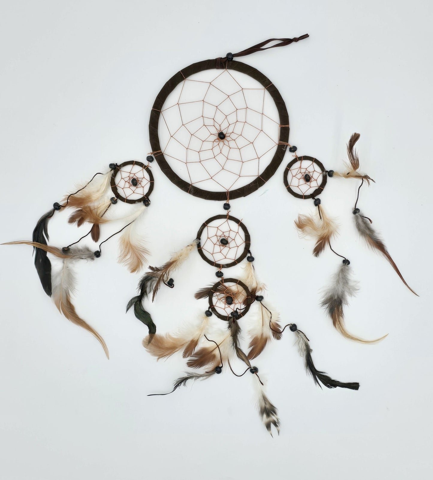 Traumfänger Bali 50x17x0,5cm Dreamcatcher dunkelbraun braun beige rund groß