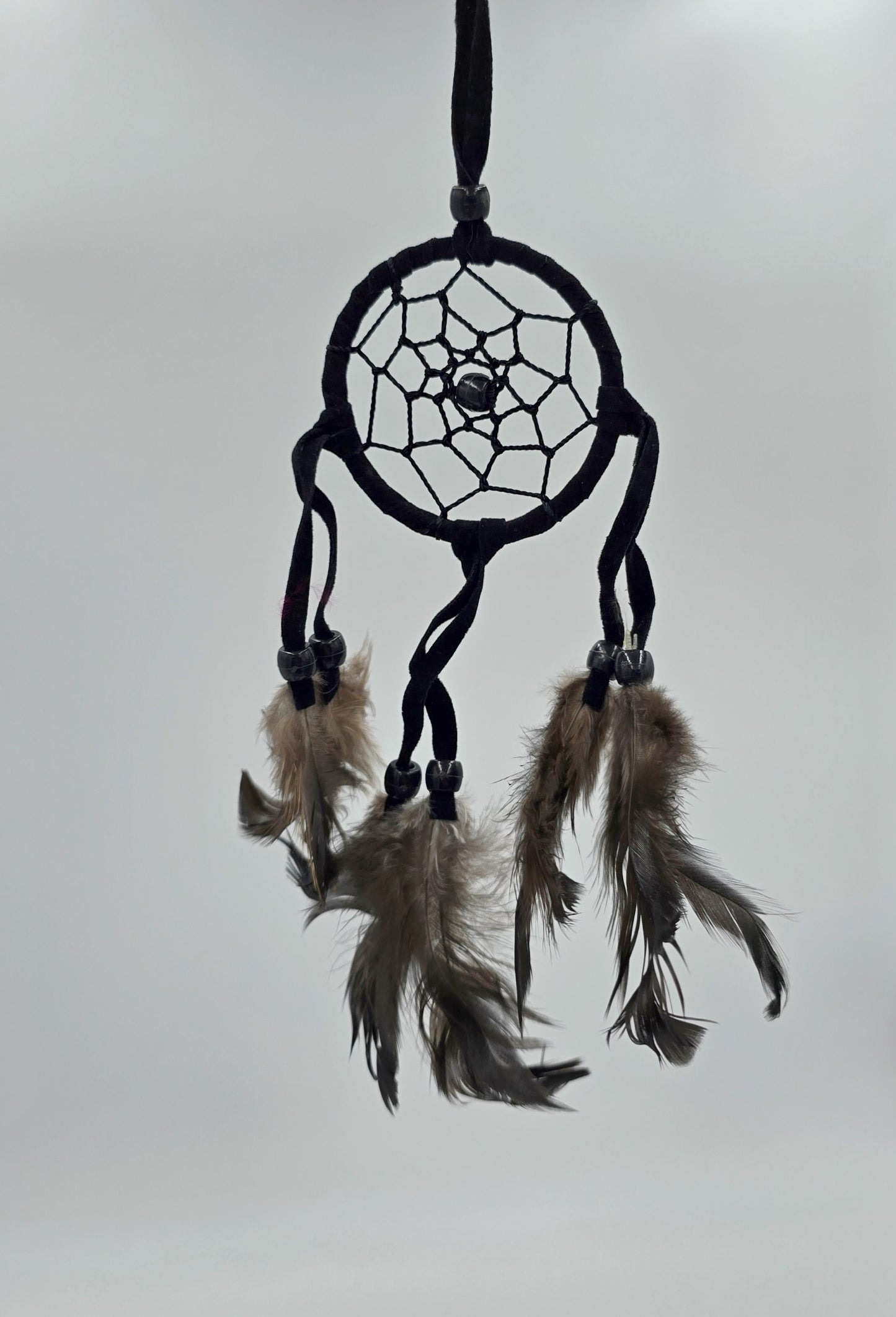 Traumfänger Bali 20x6x0,5 cm Dreamcatcher Rund rot weiß schwarz klein Rückspiegelanhänger