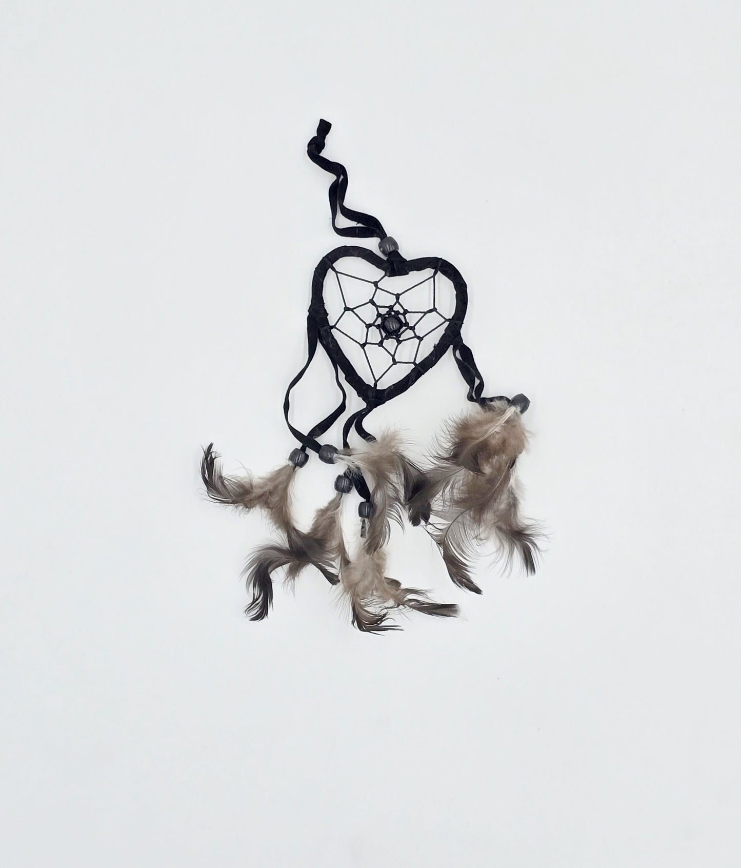 Traumfänger Bali 20x7x0,5 cm Dreamcatcher Herz rot weiß schwarz Rückspiegelanhänger