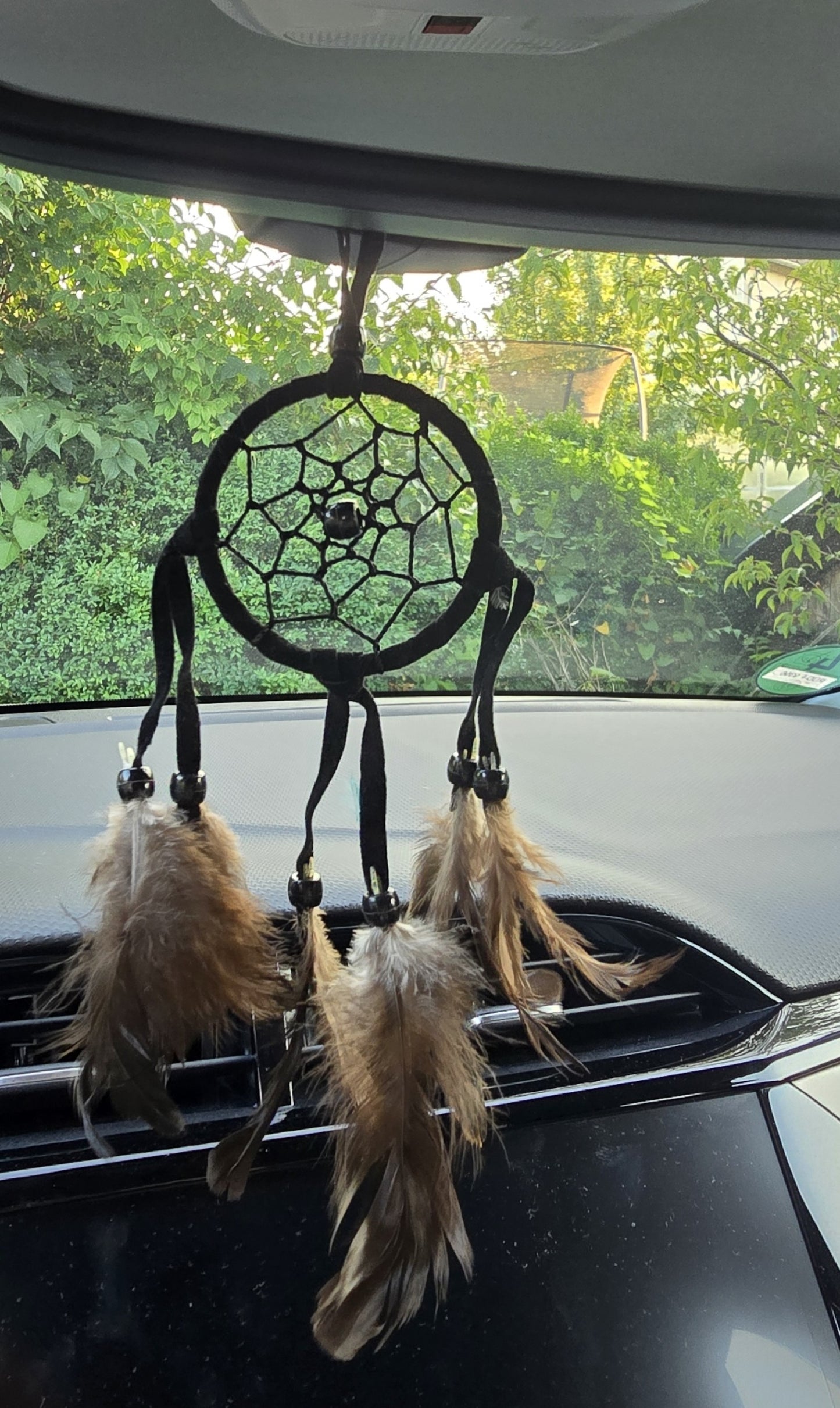Traumfänger Bali 20x6x0,5 cm Dreamcatcher Rund rot weiß schwarz klein Rückspiegelanhänger