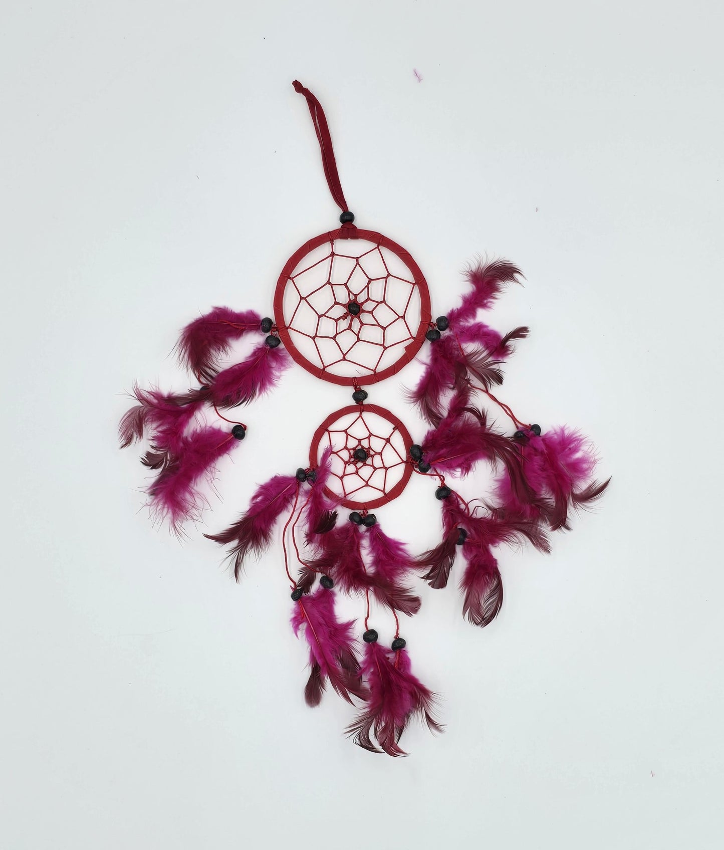 Traumfänger Bali 35x11x1cm Dreamcatcher rund rot weiß schwarz mittel