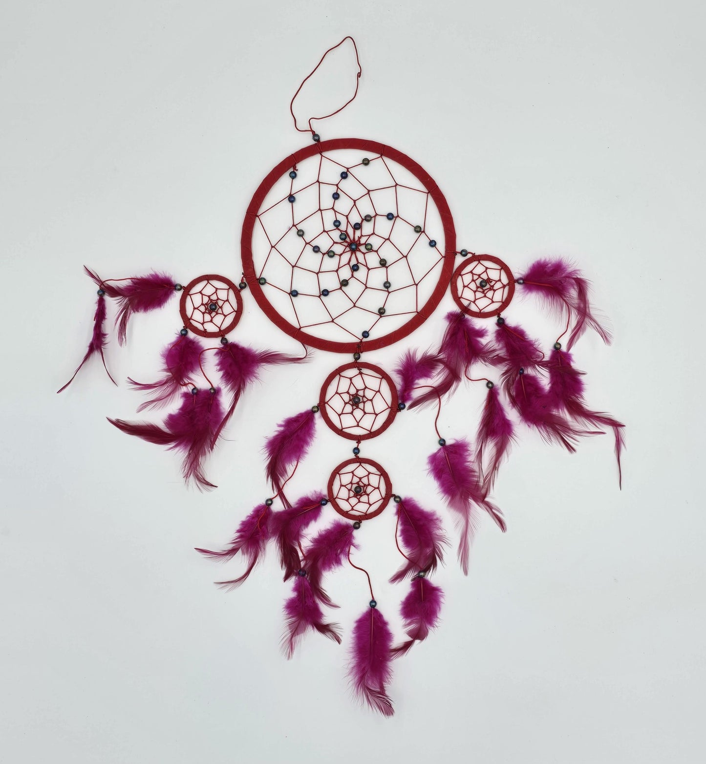 Traumfänger Bali 50x17x0,5cm Dreamcatcher rot weiß schwarz rund groß