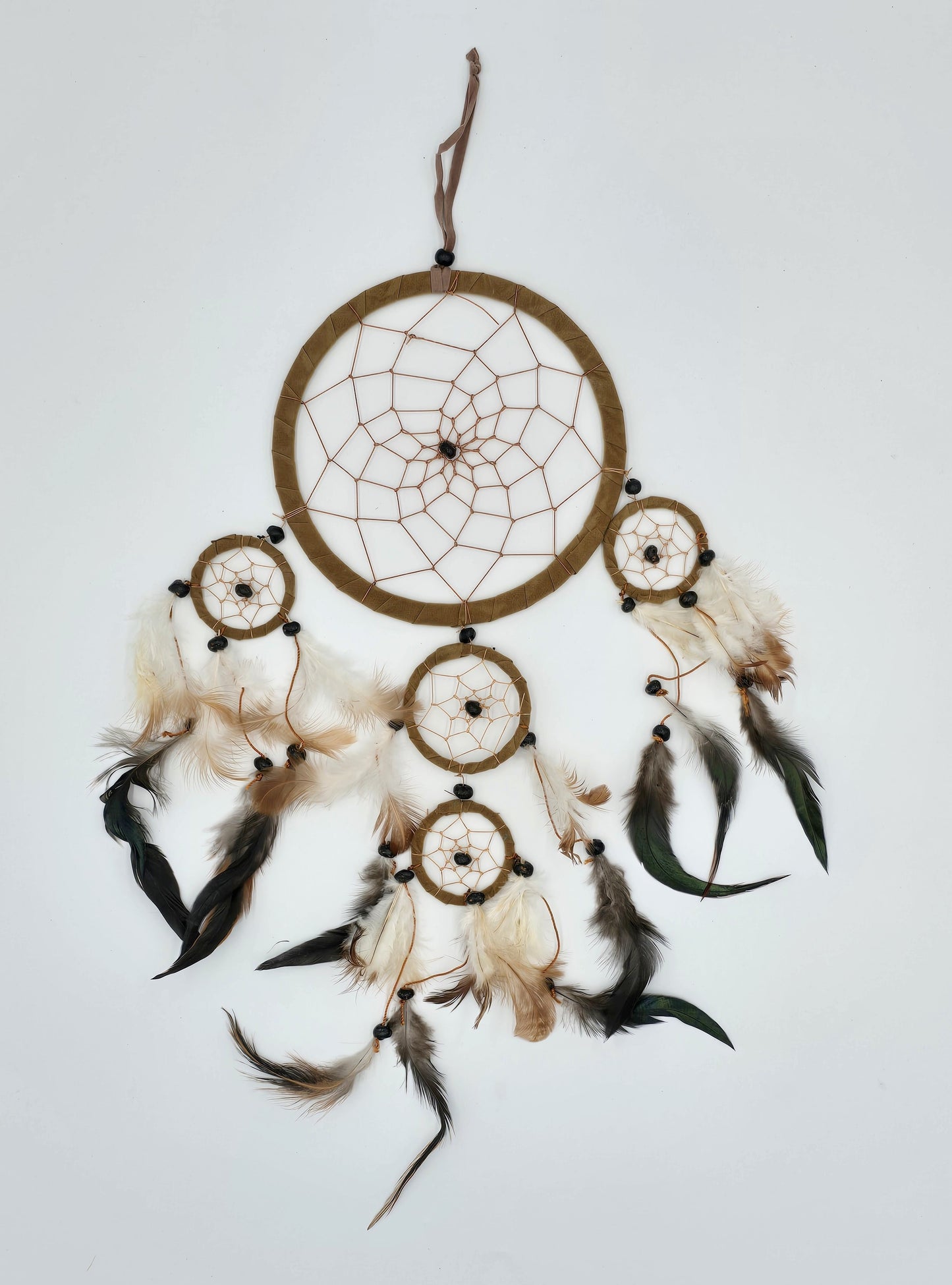 Traumfänger Bali 50x17x0,5cm Dreamcatcher dunkelbraun braun beige rund groß
