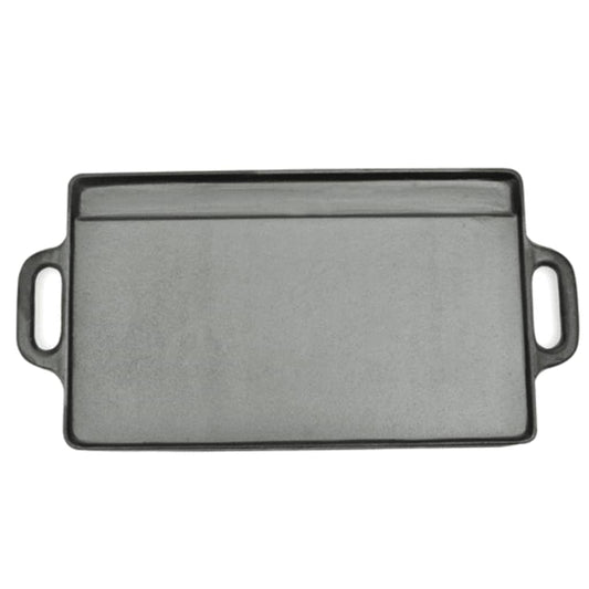 Grillplatte 2x Wendeplatte Gusseisen 46 x 23 cm Antihaftbeschichtet Langlebig