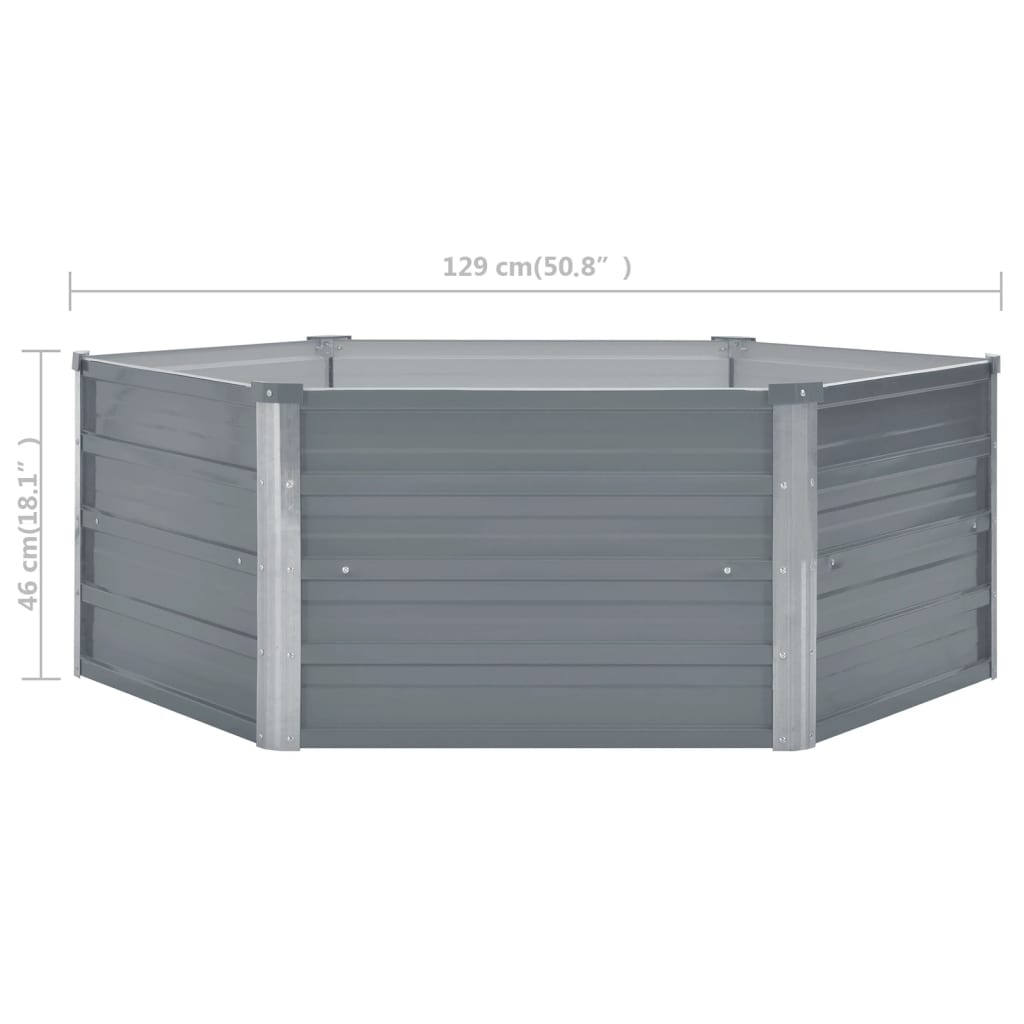Hochbeet Blumenkübel Gemüsebeet Pflanzkübel 129 x 129 x 46 cm Verzinkter Stahl Grau