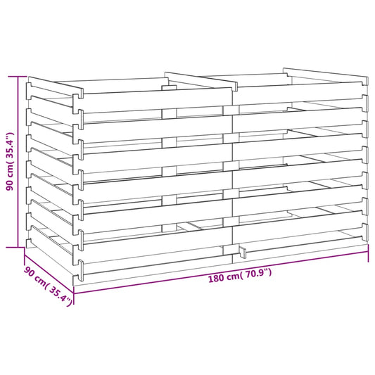 Komposter Holzkomposter Kiefernholz Imprägniert 180x90x90cm Lattenkomposter