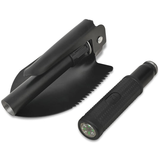 Klappspaten Armeespaten Karbonstahl Schwarz Survival Multitool Schwarz