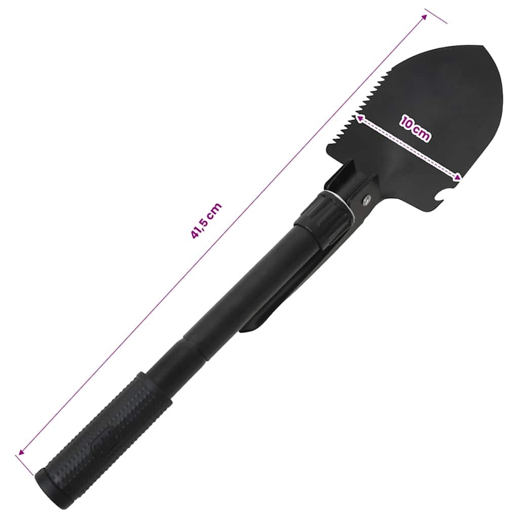 vidaXL Folding Spade Carbon Steel Black