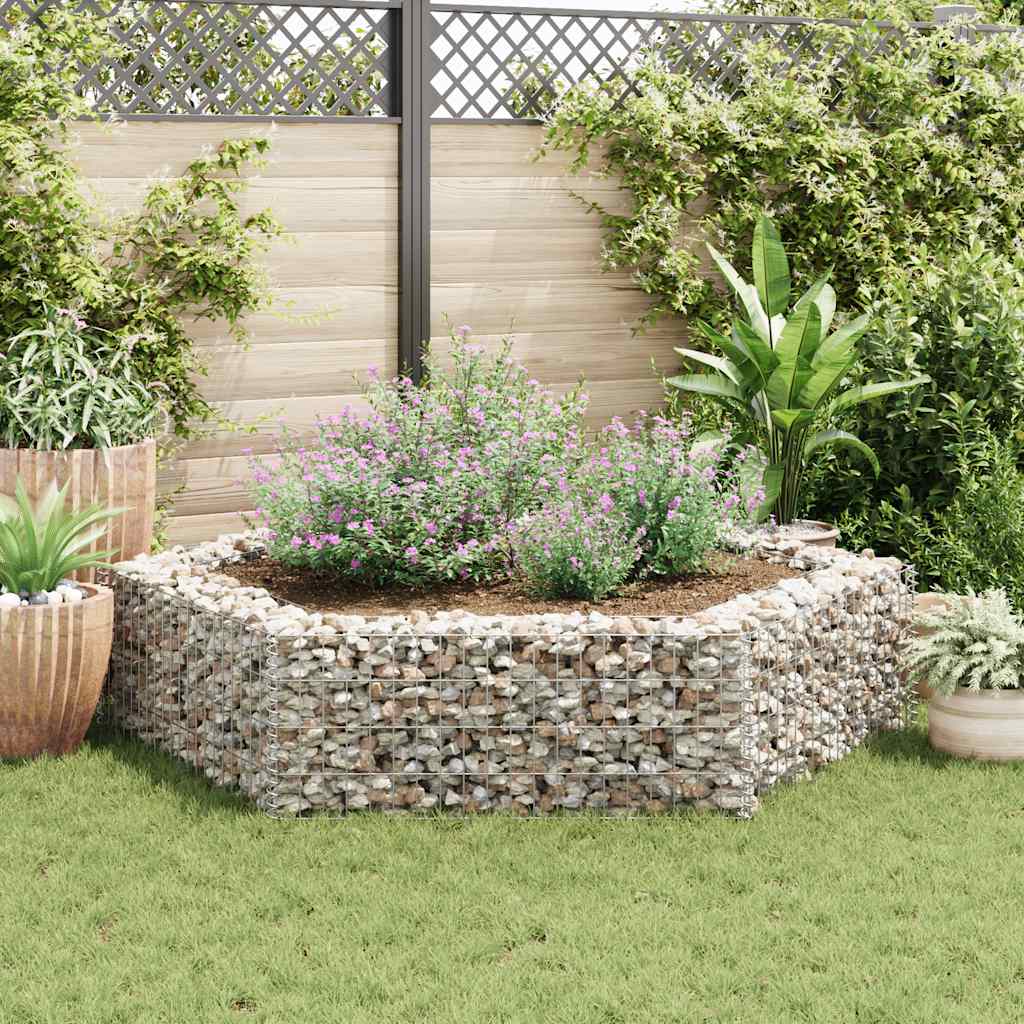 Gabionen Hochbeet Stahl 200x173x40 cm Sechseck Steinkorb Steinzaun