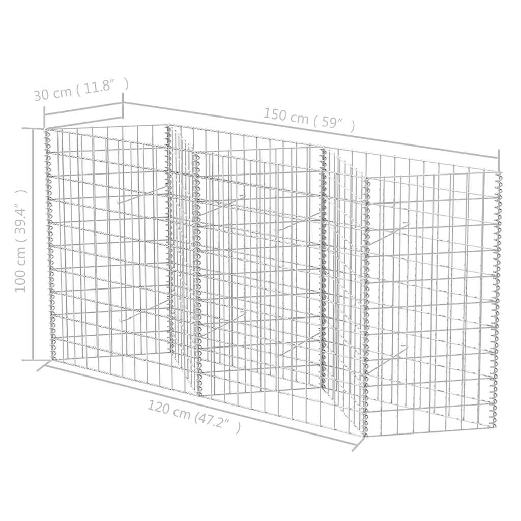 Gabione Gabionenkorb Pflanzkasten Hochbeet Stahl 120×30×100 cm Steinkorb