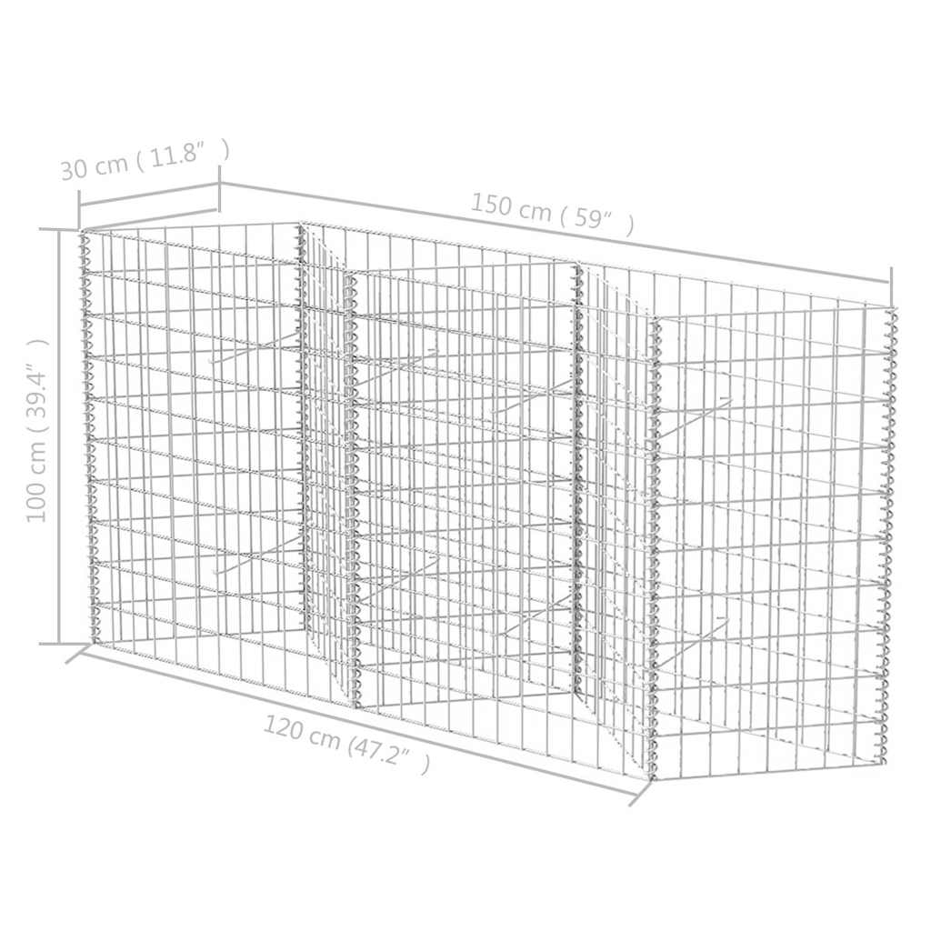 Gabione Gabionenkorb Pflanzkasten Hochbeet Stahl 120×30×100 cm Steinkorb