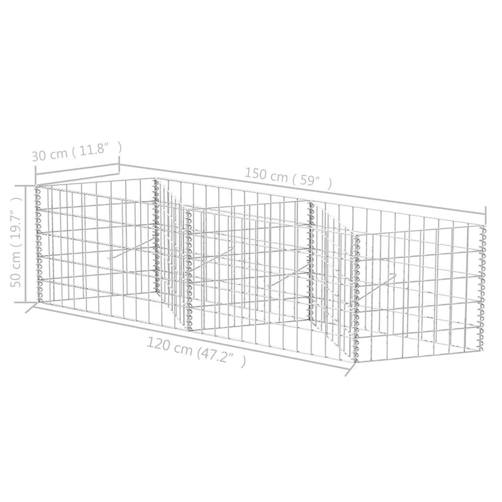 Gabione Gabionenkorb Pflanzkasten Hochbeet Stahl 120×30×50 cm Steinkorb