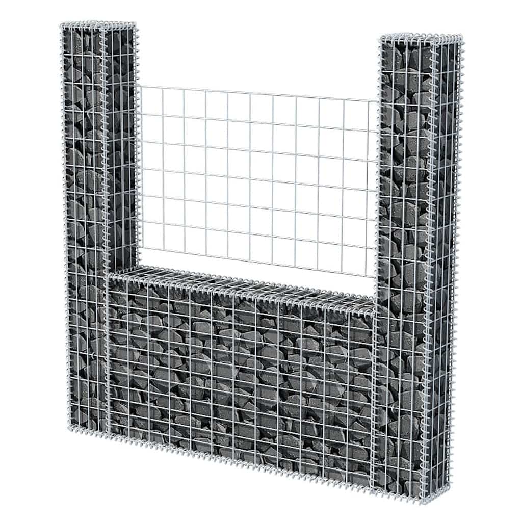 Gabionenzaun U-Form Stahl 160x20x150 cm Steinkorb Gabionenwand verzinkt Element