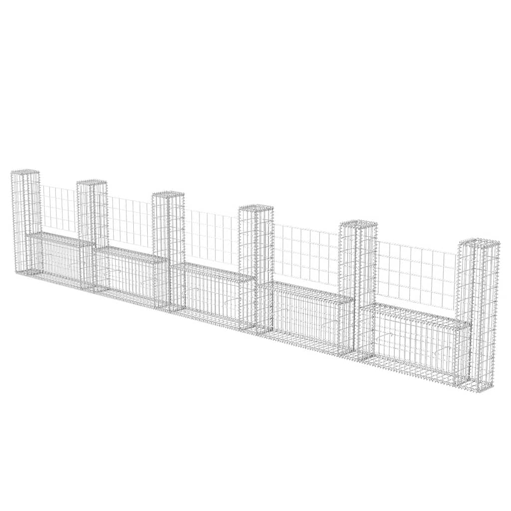 Gabionenzaun U-Form Stahl 570x20x100 cm Steinkorb Gabionenwand verzinkt Element
