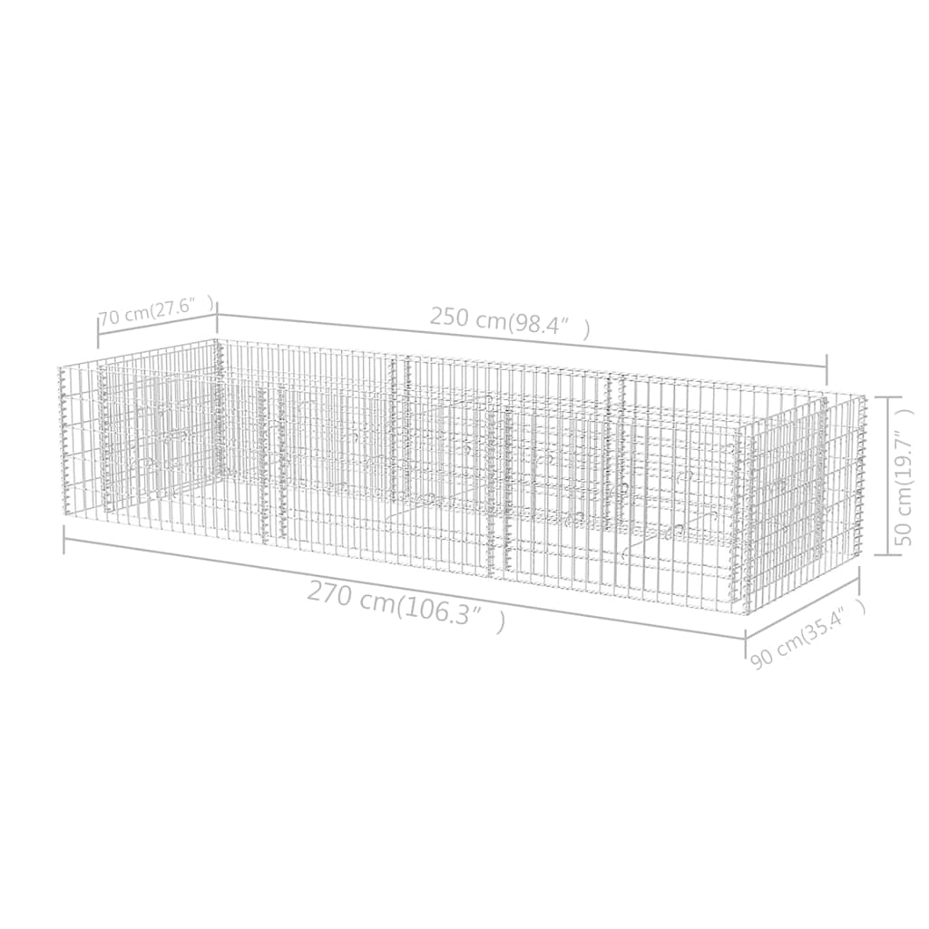 Gabionen Hochbeet Stahl 270x90x50 cm Steinkorb Pflanzkübel Blumenbeet