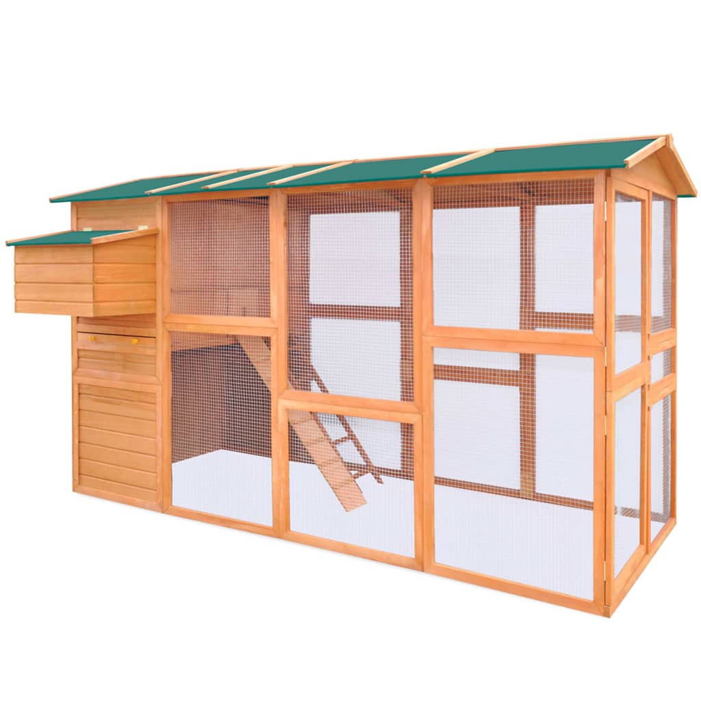 Hühnerstall Kiefer Holz 295 x 163 x 170 cm Nistkasten Braun Freilauf