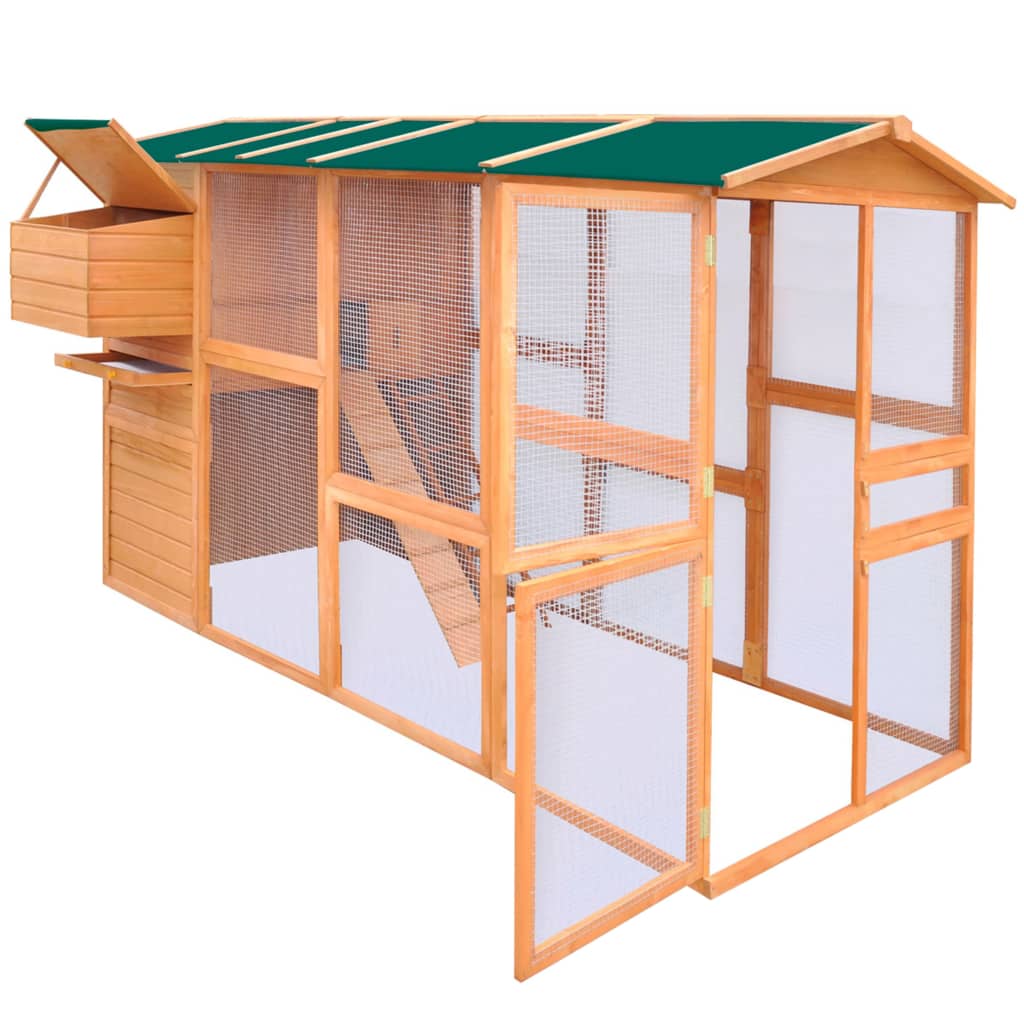 Hühnerstall Kiefer Holz 295 x 163 x 170 cm Nistkasten Braun Freilauf