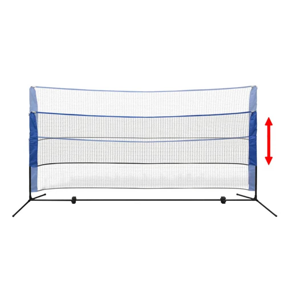 Badmintonnetz-Set 3 Federbälle 300 x 155 cm Stahlrahmen höhenverstellbar
