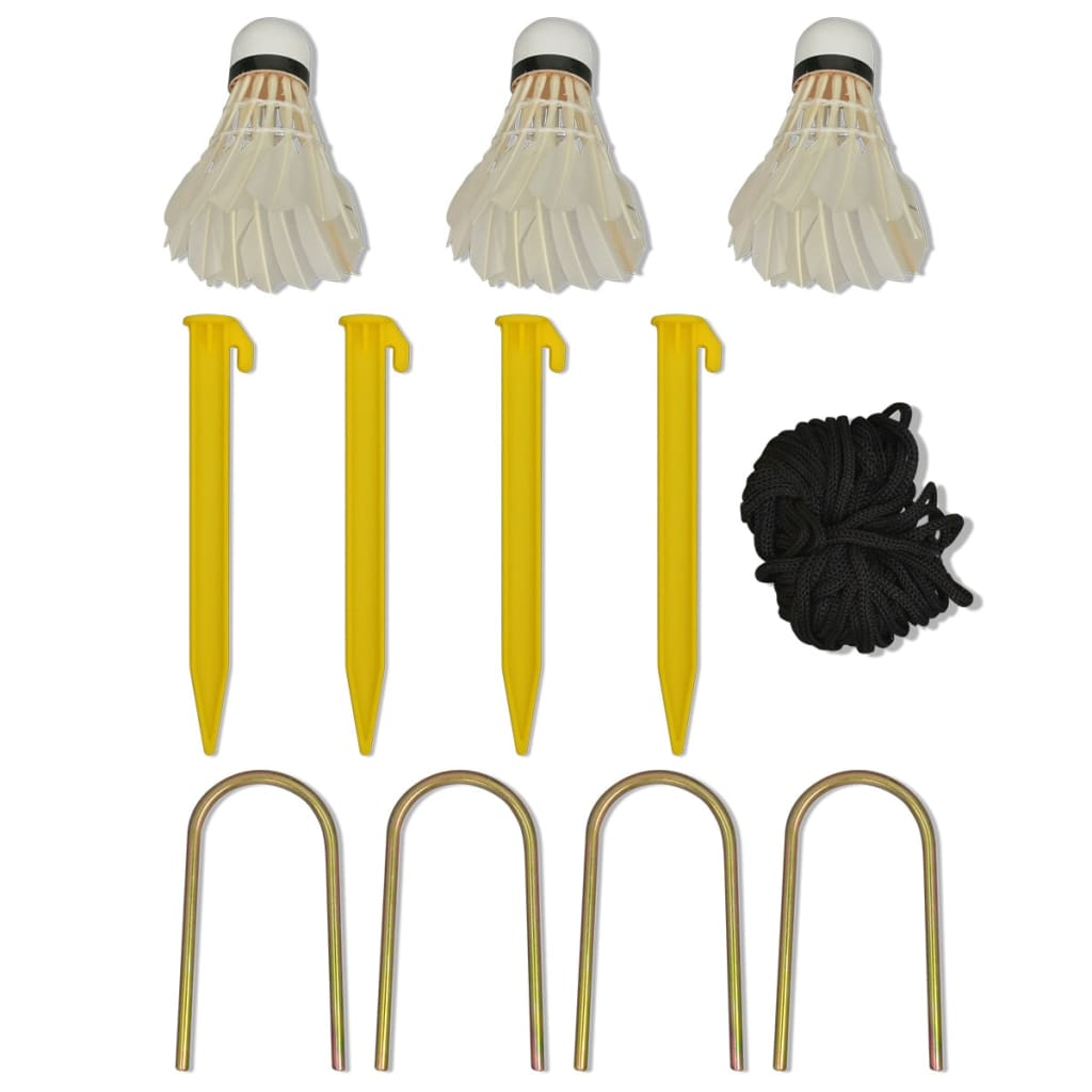 Badmintonnetz-Set 3 Federbälle 300 x 155 cm Stahlrahmen höhenverstellbar