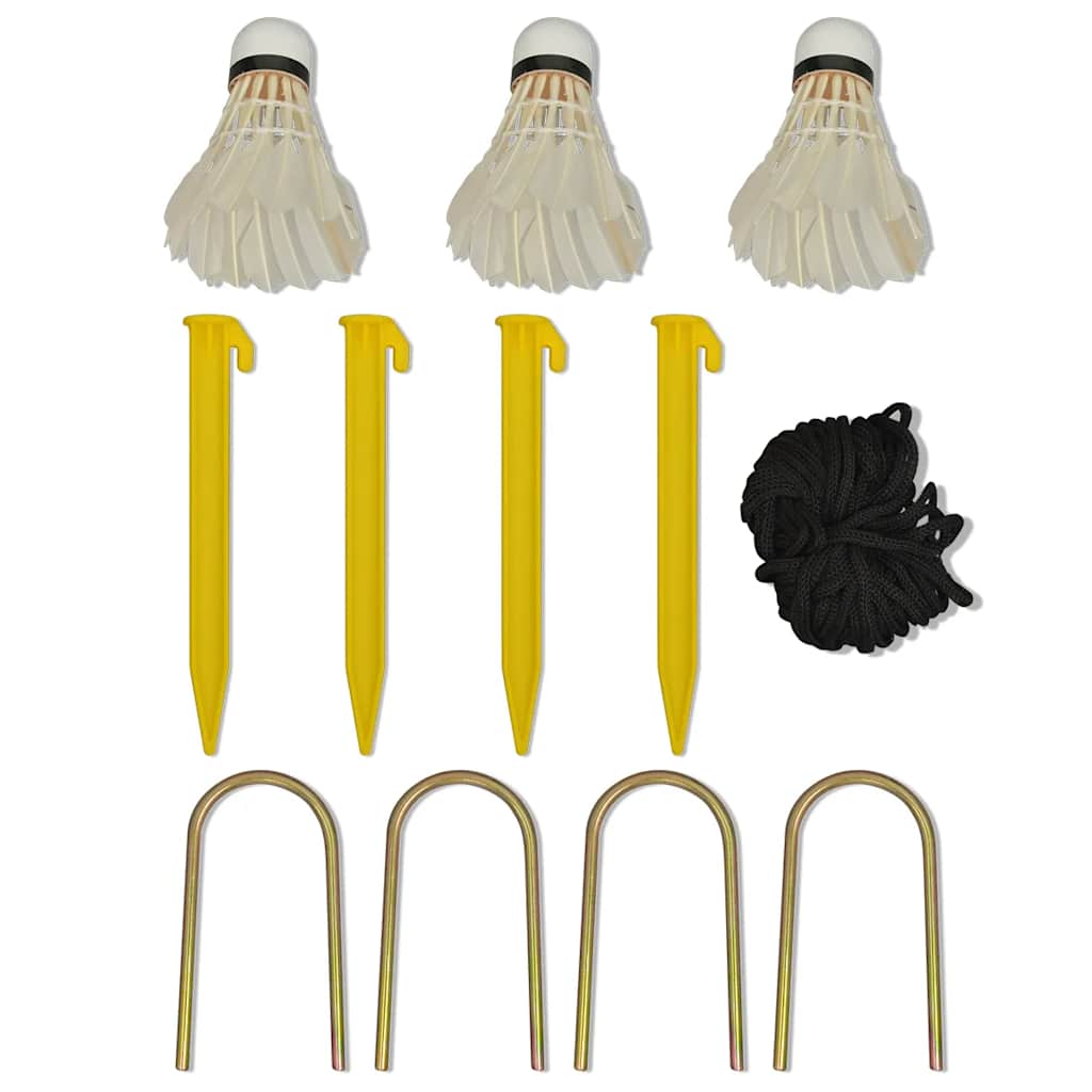 Badminton Set mit Netz 500 x 155 cm 3 Federbällen Stahlrahmen höhenverstellbar Tragetasche