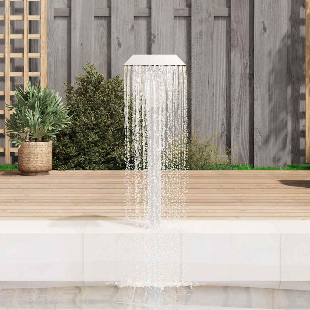 Wasserfall Pool-Fontaine Edelstahl 50x30x90 cm Silbern Gartenteich Bachlauf