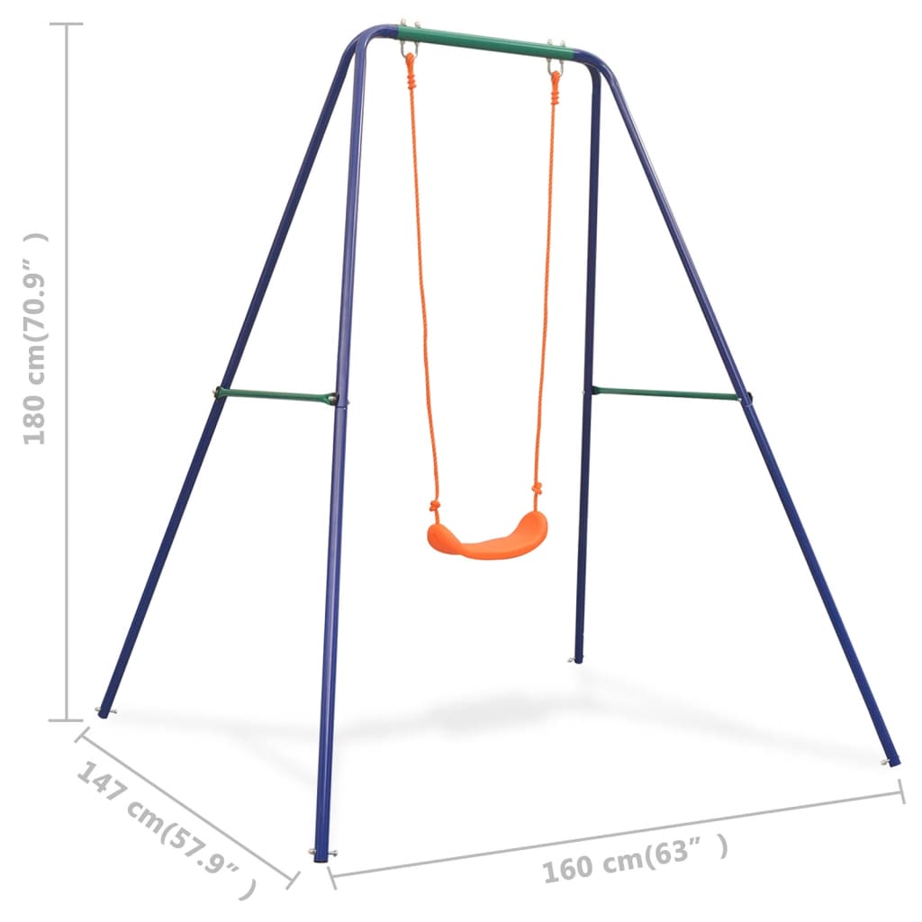 Einzelschaukel Orange Kinderschaukel Spielplatz 160 x 147 x 180 cm Stahl Kunststoff