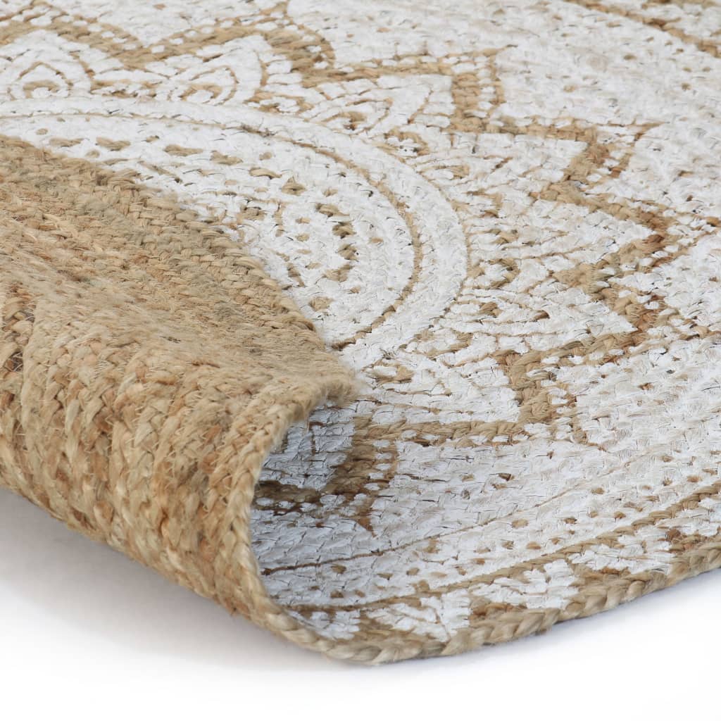 Teppich Jute geflochten 150 cm Rund Boho Retro Ethno geknüpft Mandala