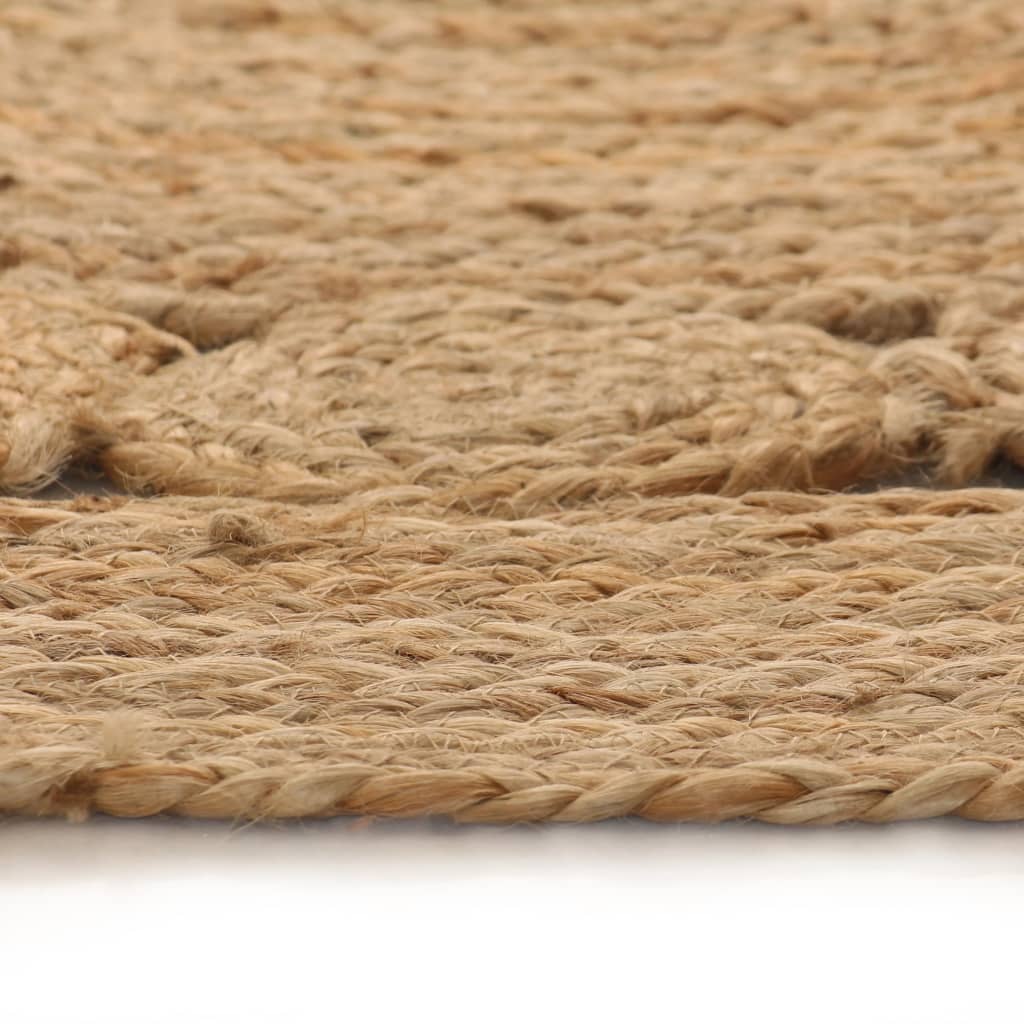 Teppich rund Flechtmuster Jute 90 cm Rund Retro Boho natur braun