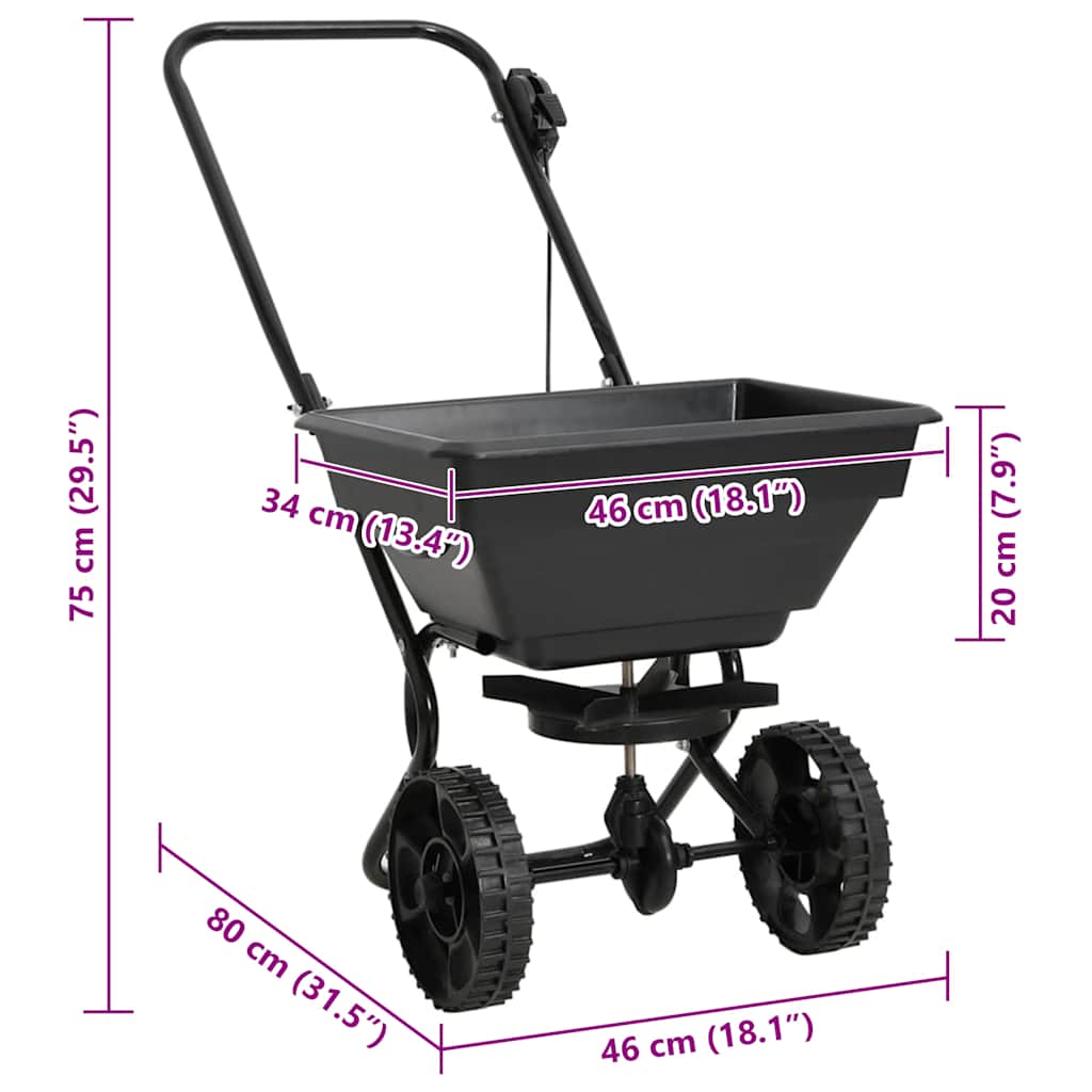 Hand spreader/salt spreader, PVC/steel, 92x46x70 cm, 15 L, fertilizer spreader
