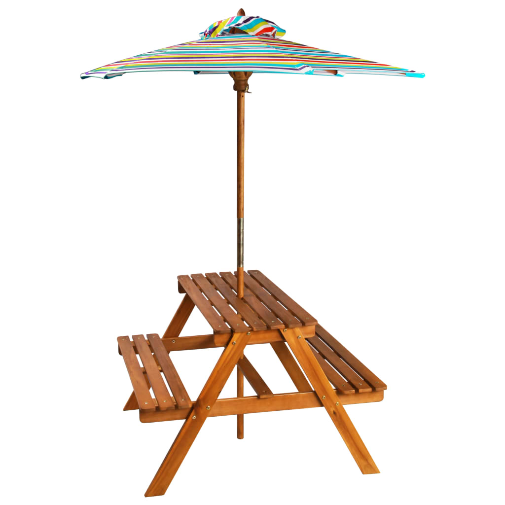 Picknicktisch Kinder Gartengarnitur Sonnenschirm 79x90x60cm Massivholz Akazie