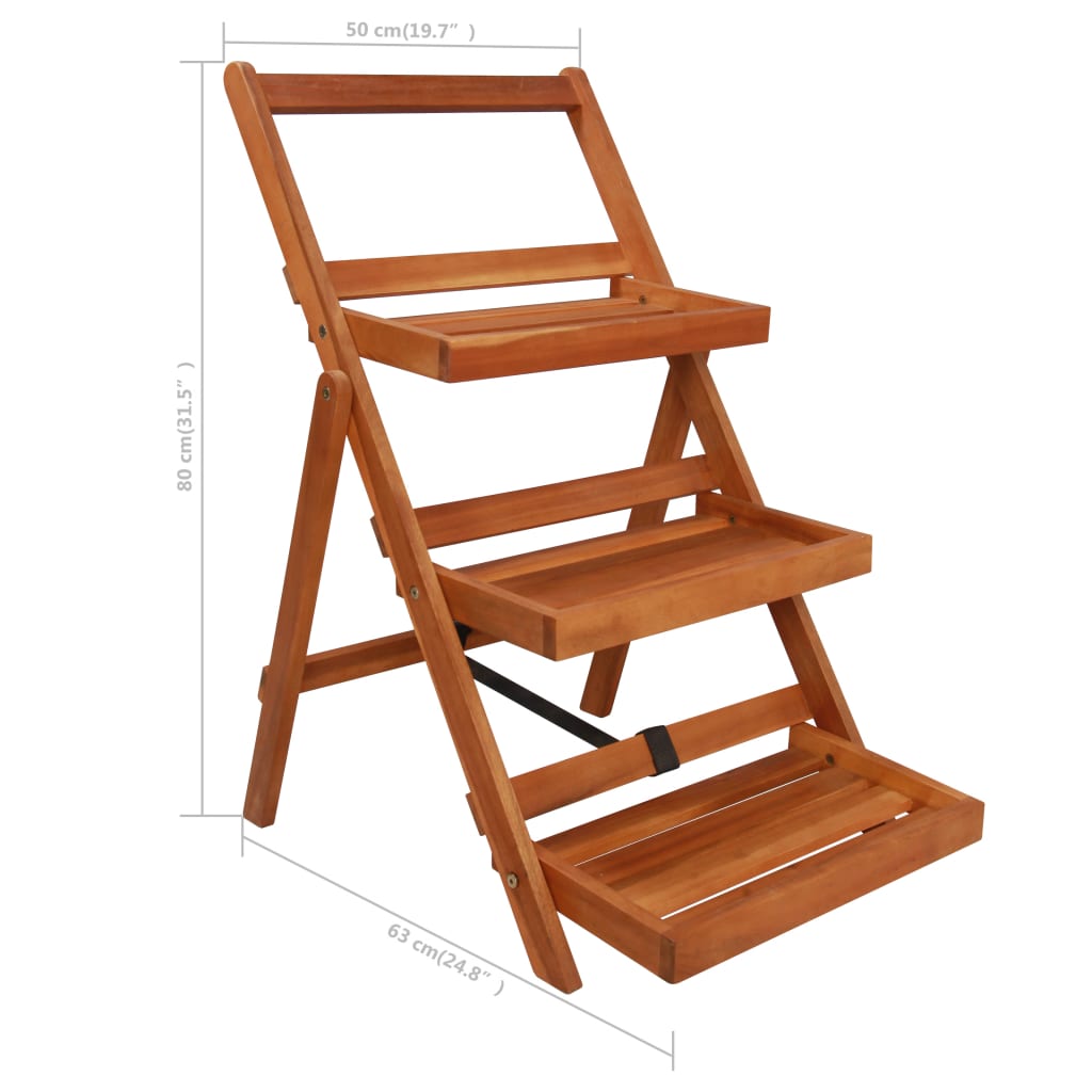 Blumenständer 3 Stufen 50 x 63 x 80 cm Massivholz Akazie Pflanzenregal Braun