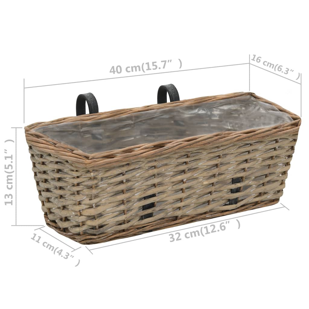 Balkon-Blumenkasten 2 Stk. Weide 40x16x13 cm Balkonkasten Braun