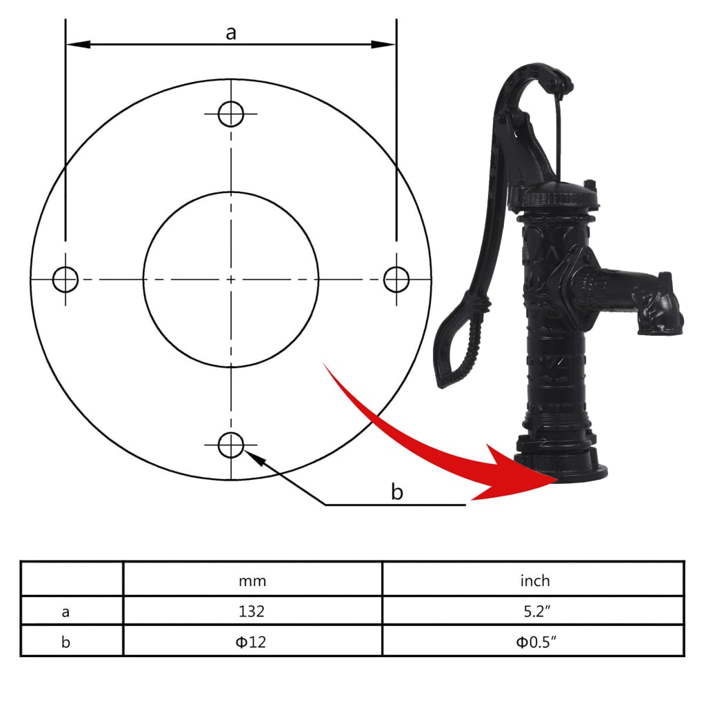 Handschwengelpumpe mit Ständer Gusseisen Gartenpumpe Brunnenpumpe schwarz