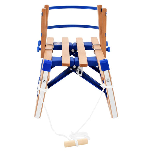 vidaXL Folding Sled with Backrest, Wood, 119 cm