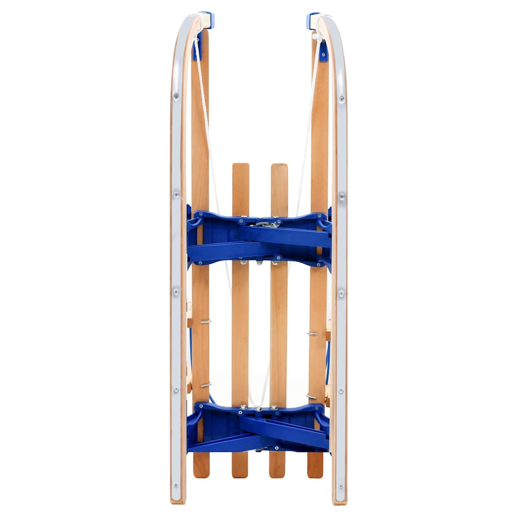 Klappschlitten mit Rückenlehne Holz 110 cm Holzschlitten klappbar faltbar blau