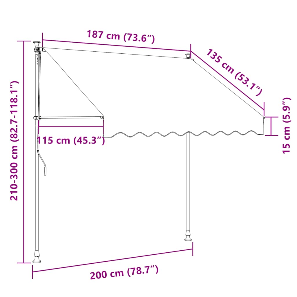 Einziehbare Markise Handkurbel 200 cm Creme Beige Sonnenmarkise Sonnenschutz