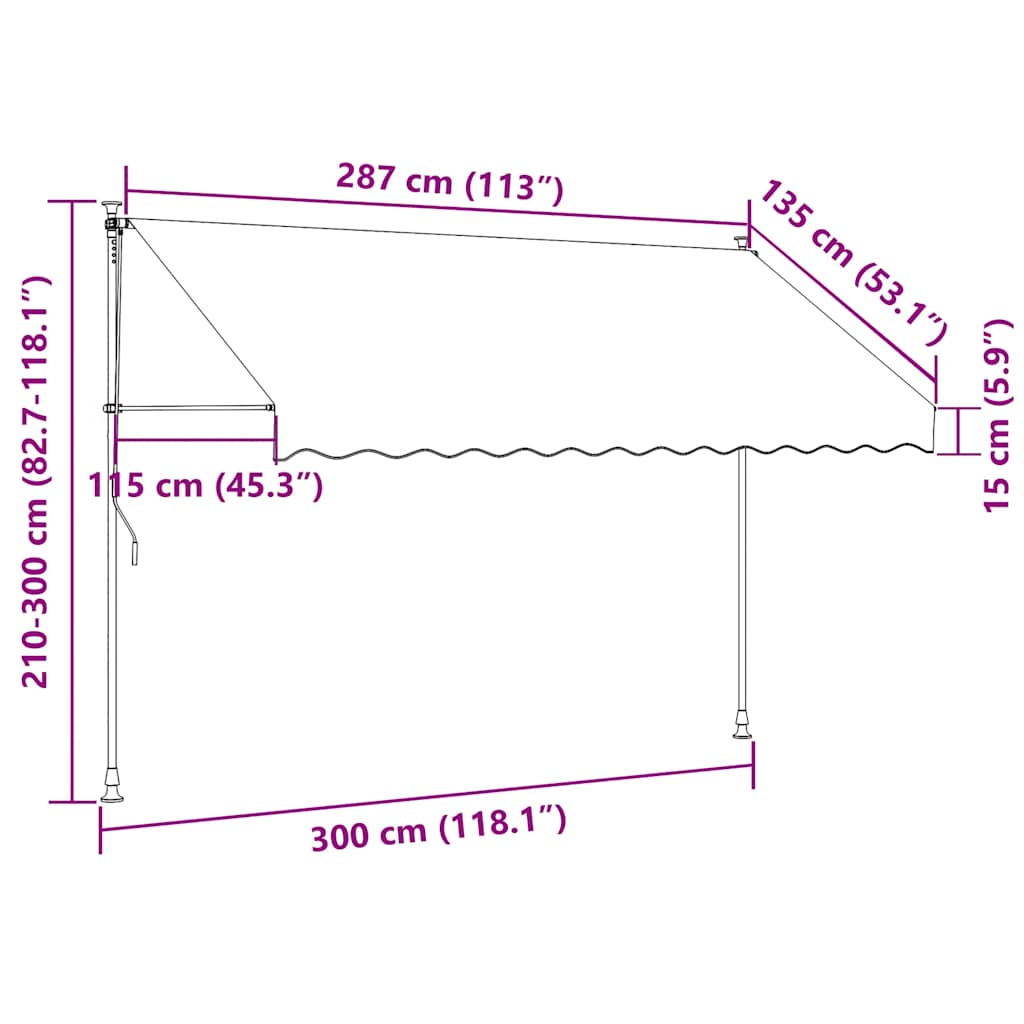 Einziehbare Markise Handkurbel 300 cm Creme Beige Sonnenmarkise Sonnenschutz